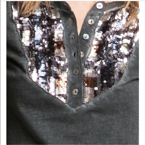Free people gray long sleeve top with sequins S - Picture 3 of 5